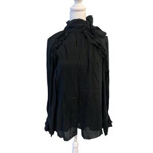 IRO Black Ruffled Puff Sleeve Blouse